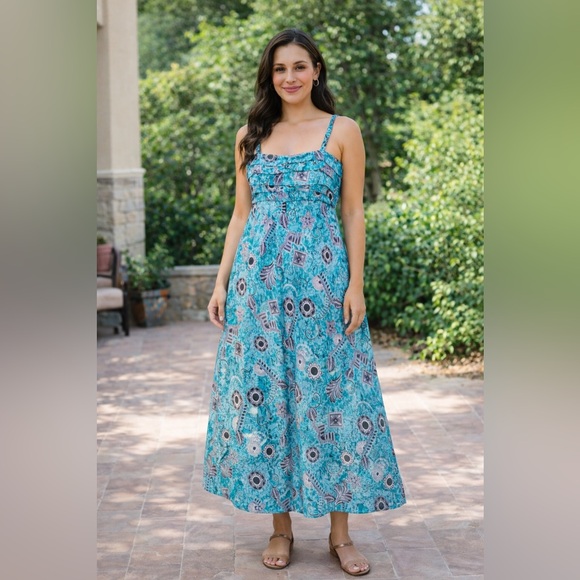 karin stevens Dresses & Skirts - Karin Stevens Turquoise Boho Maxi Dress | Built-In Bra | Size 12